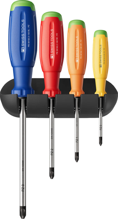 PB Swiss RainBow SwissGrip Evo Pozidriv Screwdriver Set with Wall Bracket in Box
