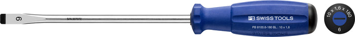 PB Swiss 8100 RB SwissGrip Slotted Screwdriver 1.6 x 10 x 180mm