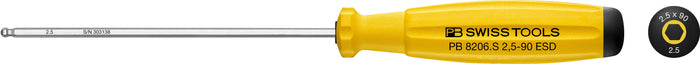 PB Swiss 8206 S ESD SwissGrip Hex Driver with Ball Point 2.5mm