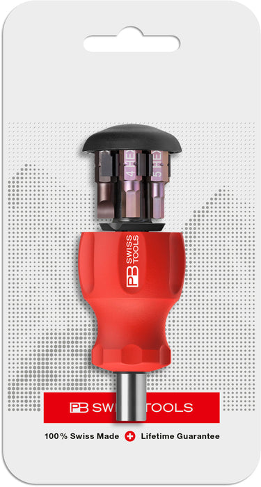 PB Swiss 8453.V01 Insider Stubby Pocket Tool with Integrated Bit Magazine & 6 Precision Bits in Skin Pack