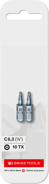PB Swiss Tamper-Resistant Torx TR10 PrecisionBit Design C 6.3 (1/4