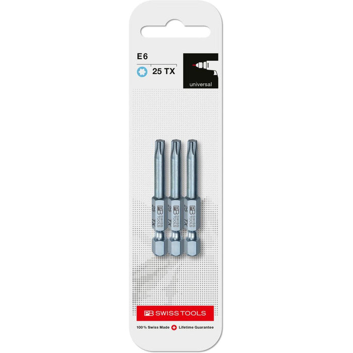 PB Swiss PrecisionBit Shape E 6.3 Torx TX25 3 Piece in Skin Pack