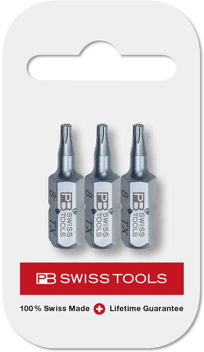 PB Swiss PrecisionBit Shape C 6.3 Torx TX8 3 Piece in Skin Pack