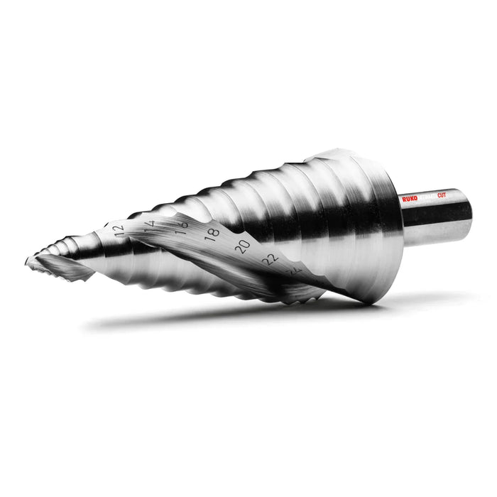 Ruko Ultimatecut Step Drill Set HSSE-Co 5 Spiral Fluted with Flowstep Tip 8-30mm
