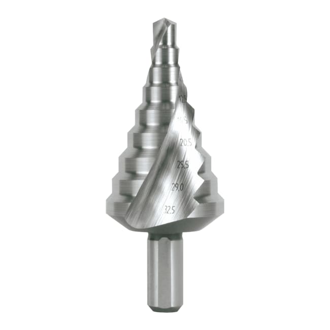 RUKO HSS Spiral Fluted Step Drill Bit With Split Point For Metric Cable Connections, Bright Finish, 5.3-30.5 Mm Diameter, Size 14, 79.0 Mm Length, R101093 - View #10