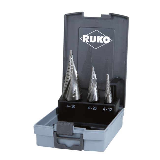 RUKO Step Drill Set HSS In Plastic Case