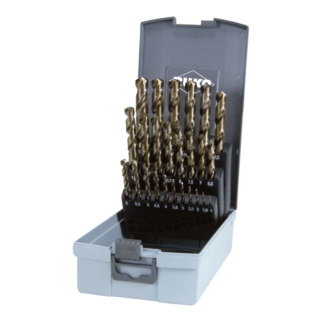 RUKO Twist Drill Set DIN 338 Type VA HSSE-Co 5 In Plastic Case 25 Pce