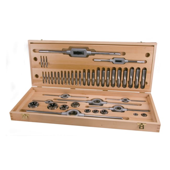 RUKO Thread-Cutting Tools HSS UNC in Wood Case, 44 Pce