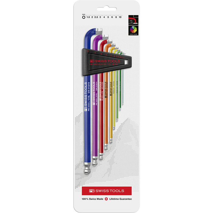 PB Swiss 9 Pce Metric Long Ball End Hex Key Set 90°–100° (1.5-10mm)