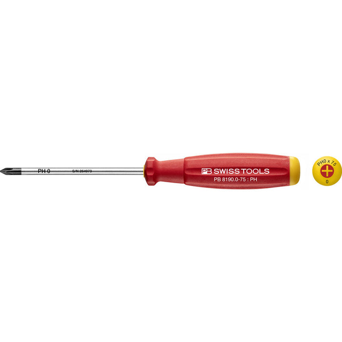 PB Swiss 8190 SwissGrip Phillips Cross Screwdriver PH0 x 75mm