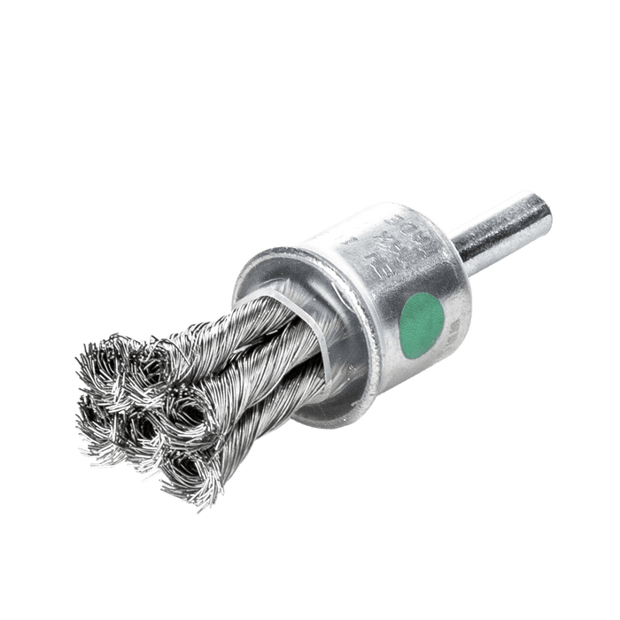 Lessmann Knot End Brush 6mm Shank Dia 19mm M6 Knots Steel Wire RO4 Straight 0.25mm