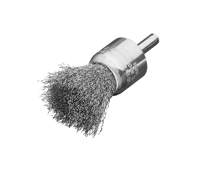 Lessmann End Brush 6mm Shank Dia 23mm Long 68mm Steel Wire STA Crimped 0.20mm