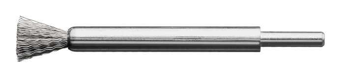 Lessmann End Brush 6mm Shank Dia 12mm Long 120mm Steel Wire STA Crimped 0.15mm