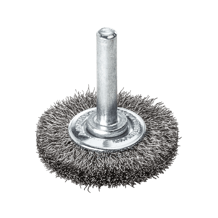 Lessmann Wheel Brush 6mm Shank Dia 20 x 6mm Steel Wire STA Crimped 0.20mm
