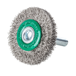 Lessmann Wheel Brush 6mm Shank Dia 20 x 6mm Steel Wire Stainless ROF Crimped 0.20mm