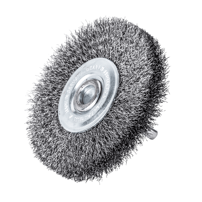 Lessmann Wheel Brush 6mm Shank Dia 60 x 18mm Steel Wire STA Crimped 0.30mm