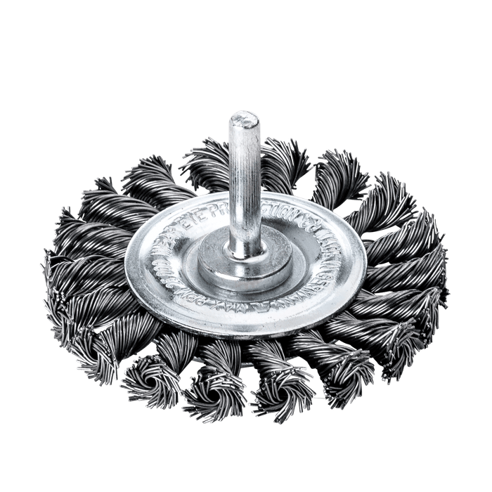 Lessmann Knot Wheel Brush 6mm Shank Dia 75 x 9mm 18 Z Straight 0.5mm