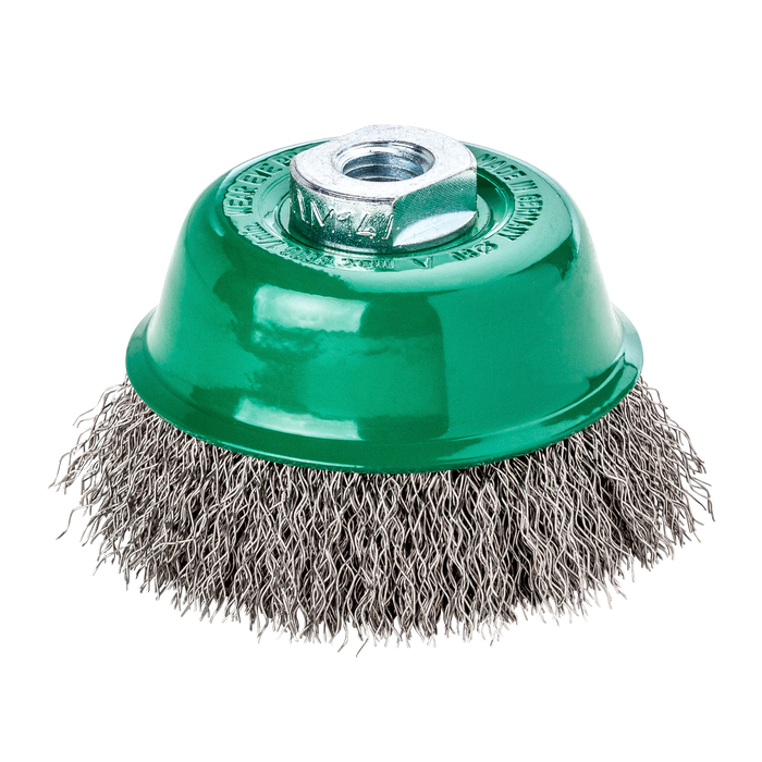 Lessmann Cup Brush Dia 65mm Steel Wire Stainless ROF Crimped 0.35mm Thread M14