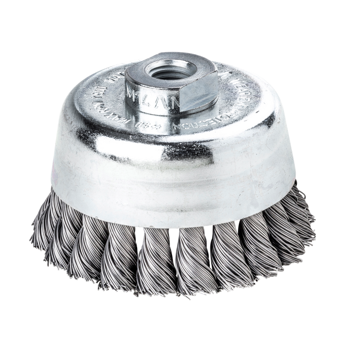 Lessmann Knot Cup Brushes Dia 65mm 18 Z Steel Wire STH Straight 0.5mm Thread M10