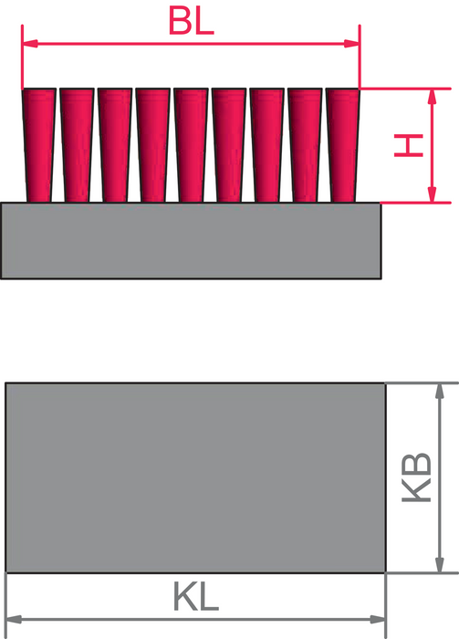 Lessmann Radiator Brushes 420 x 20mm Bent 3 Rows Steel Wire STA Straight approx. 0.25mm High 20mm