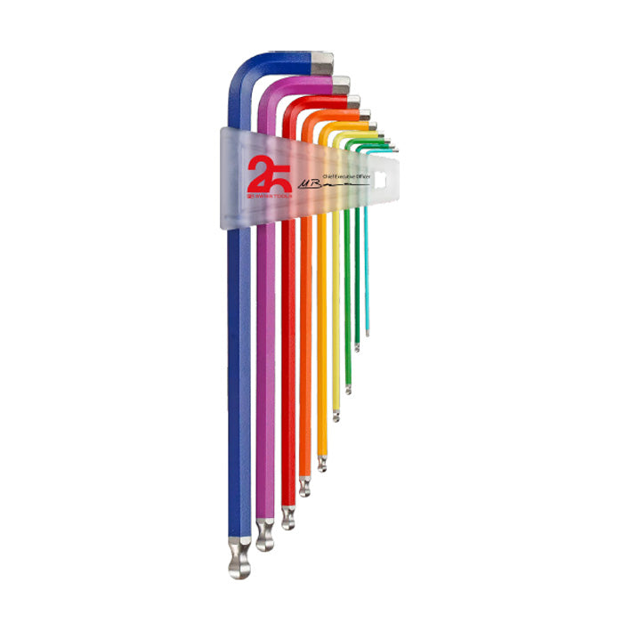 PB Swiss *25 Year Anniversary Edition* Rainbow 9 Pce Long Ball End Metric Hex Key Set 1.5-10mm