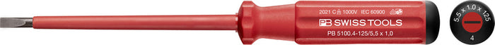 PB Swiss 5100.4-125 Classic VDE 1mm x 5.5mm Slotted Screwdriver in Skin Pack