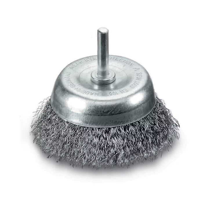 Lessmann DIY Surface Brush 6mm Shank Dia 75mm Steel Wire STA Crimped 0.35mm