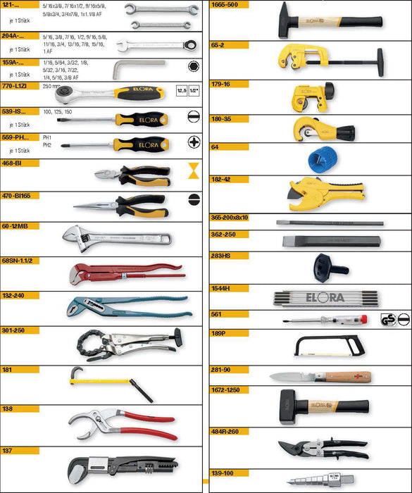 Elora Tool Assortment 57 Pce WS-8A
