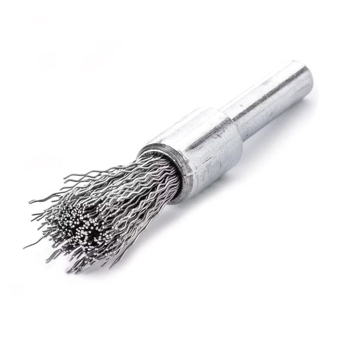 Lessmann End Brush with 6mm Shank Dia 12mm Long 60mm Stainless Steel Wire ROF Crimped