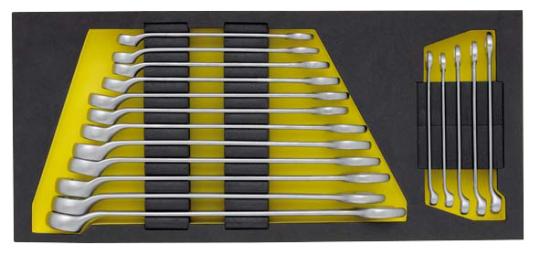 Elora Combination Spanner Set Cranked - Modular Tray 17 Pce OMS-1