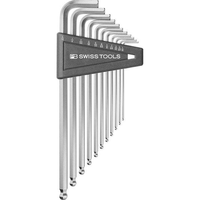 PB Swiss 12 Pce Imperial Hex Key Long Arm L-Wrench Set with Ball Point in Skin Pack