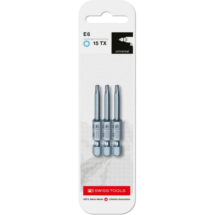 PB Swiss PrecisionBit Shape E 6.3 Torx TX15 3 Piece in Skin Pack