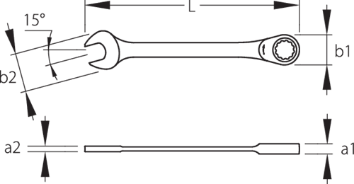 Gedore 7R Combination Ratcheting Spanner 15mm