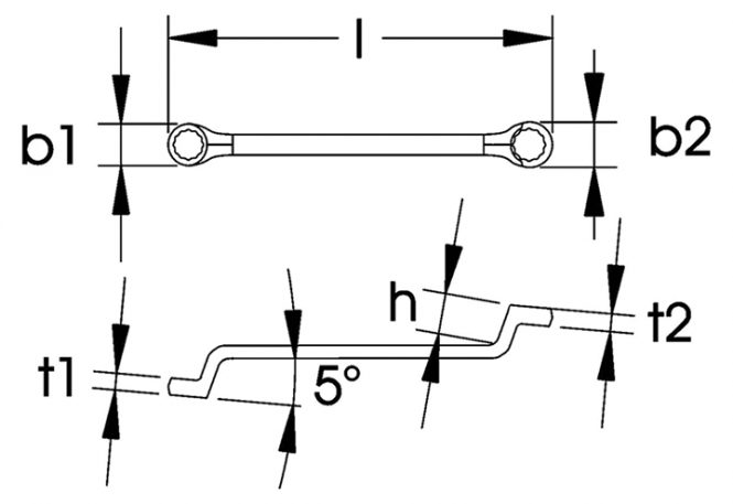 Elora Double-Ended Ring Spanner DIN 838 110-19x22mm