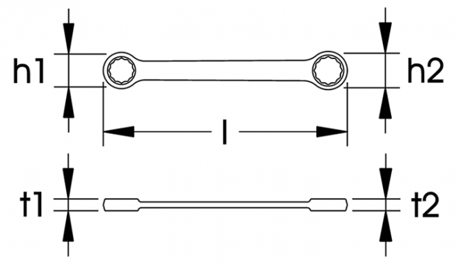 Elora Double-Ended Ring Spanner straight DIN 837 120-36x41mm
