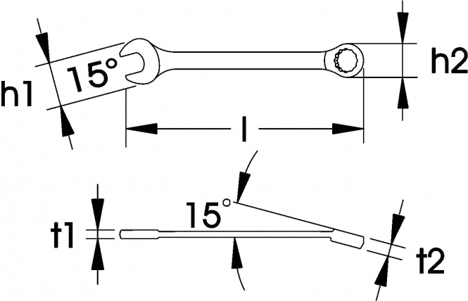 Elora Combination Spanner DIN 3113 Form A 203-9mm