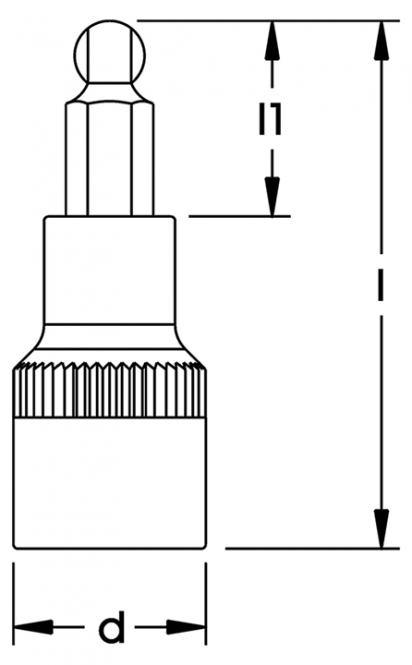 Elora Screwdriver Socket 1/2in inside hexagon with ball end 3210-KUL 12
