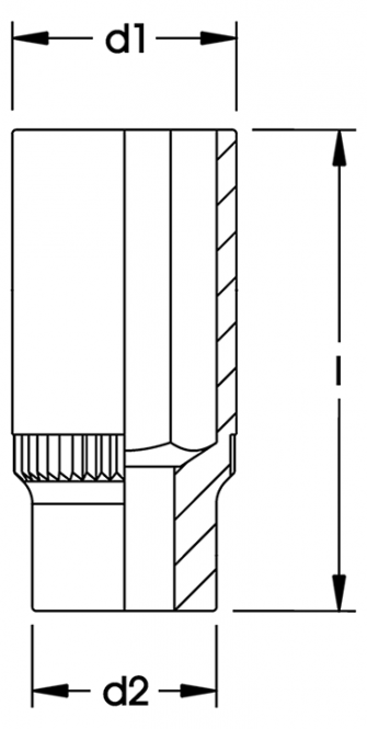 Elora Socket 1/2in extra deep bi-hexagon 770-LT 19mm / 3/4in AF