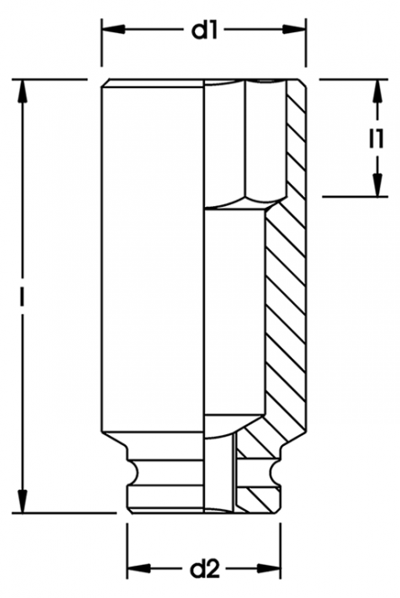 Elora Impact Socket 1.1/2in Extra Deep hexagon 793LT-2.15/16in AF