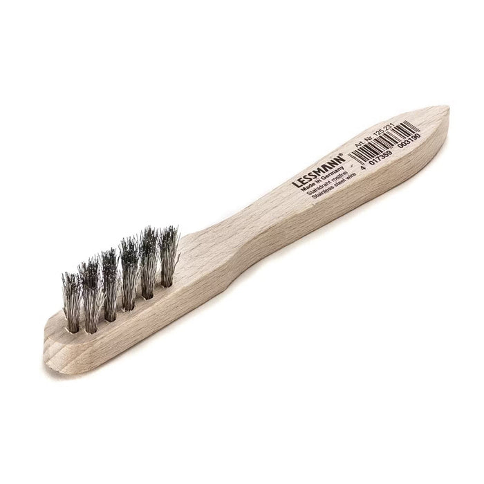 Lessmann Spark Plug Brush 150 x 15mm 3 Rows Steel Wire Trim / Beechwood
