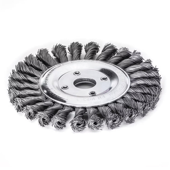 Lessmann Knot Wheel Brush Dia 150 x 14mm 26 Braids Steel Wire STH Straight