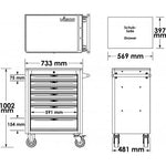 Vigor 317 Piece Tool Trolley Series L with Assortment V5055
