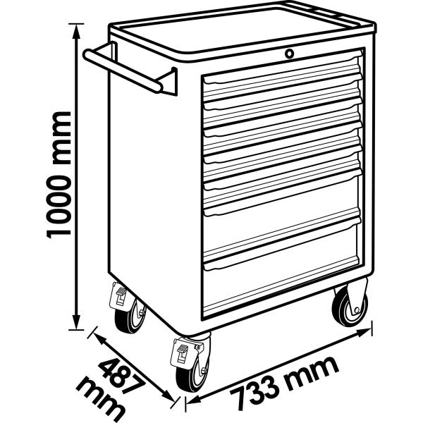 Vigor 344 Piece Tool Trolley Series L with Assortment V4560