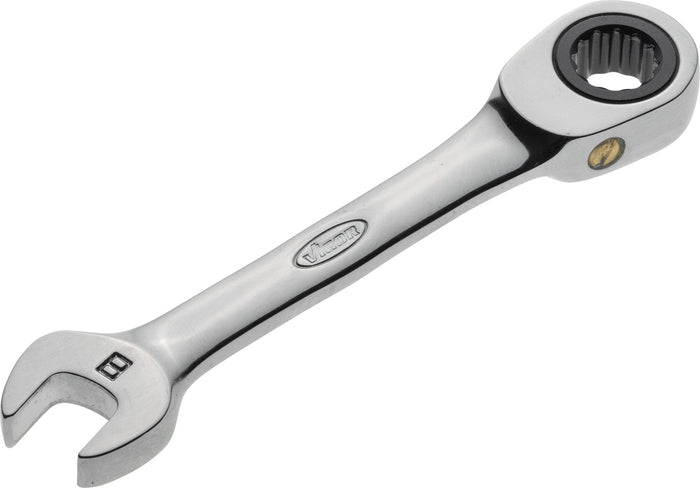 Vigor 8mm Ratcheting Combination Wrench Short 12 Point Profile V2822