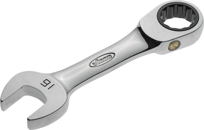 Vigor 16mm Ratcheting Combination Wrench Short 12 Point Profile V2830