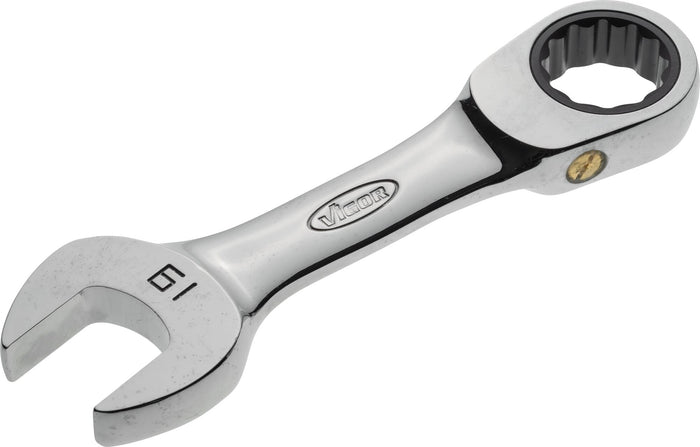 Vigor 19mm Ratcheting Combination Wrench Short 12 Point Profile V2833