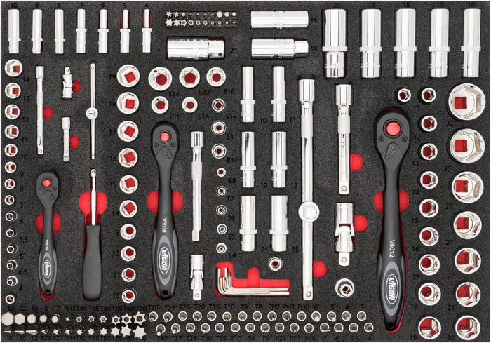 Vigor 172 Piece Socket Tool Set V4188 Modular Insert Tray