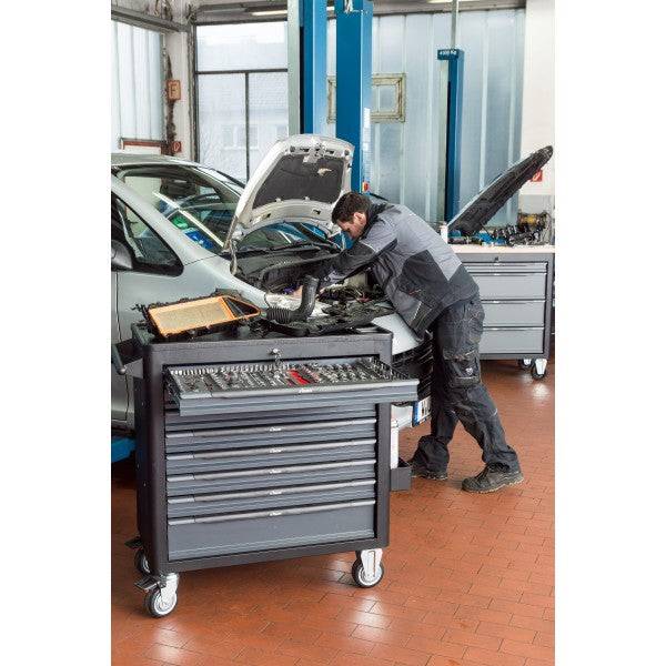 Vigor 375 Piece Tool Trolley Series XL Plastic Worktop with Assortment V4542