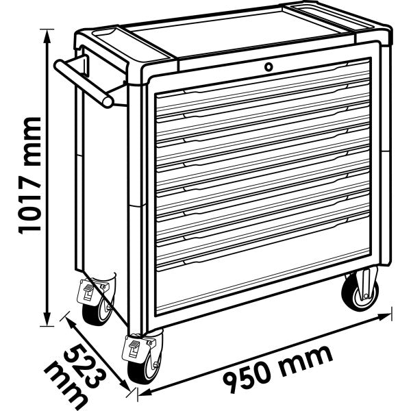 Vigor 375 Piece Tool Trolley Series XL Stainless Steel Worktop with Assortment V4481-X/375