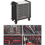 Vigor 375 Piece Tool Trolley Series XL Stainless Steel Worktop with Assortment V4481-X/375